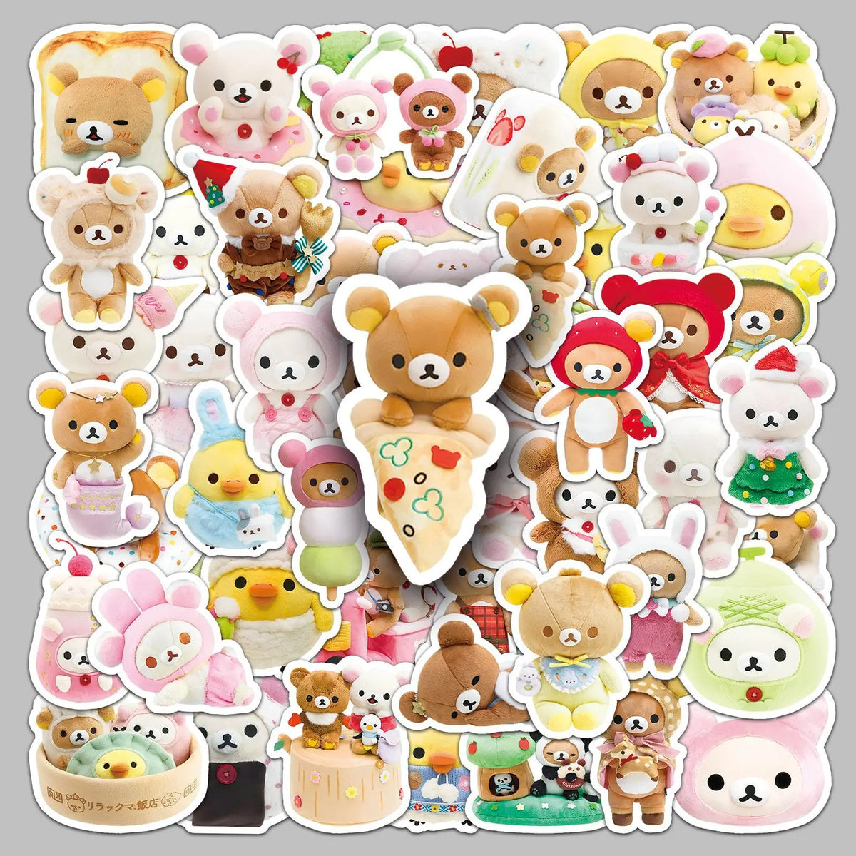 stickers mignons dessins animés personnages gâteaux fruits vêtements opaques collection 54 pièces variées colorées