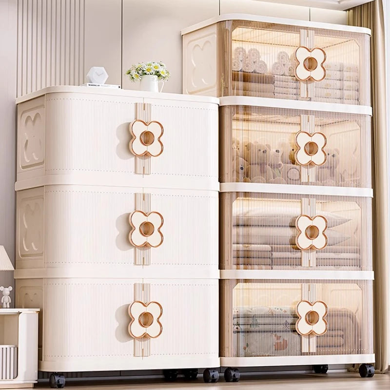 meuble rangement moderne armoire beige clair grille dimensions roulettes 45x30x71.9cm
