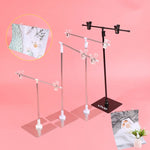 support présentation textile fond noir blanc gris clips moderne minimaliste vinyle tissu floral