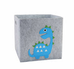 boîte rangement tissu felt pliable animaux motif gris clair enfant jouets vêtements poignées