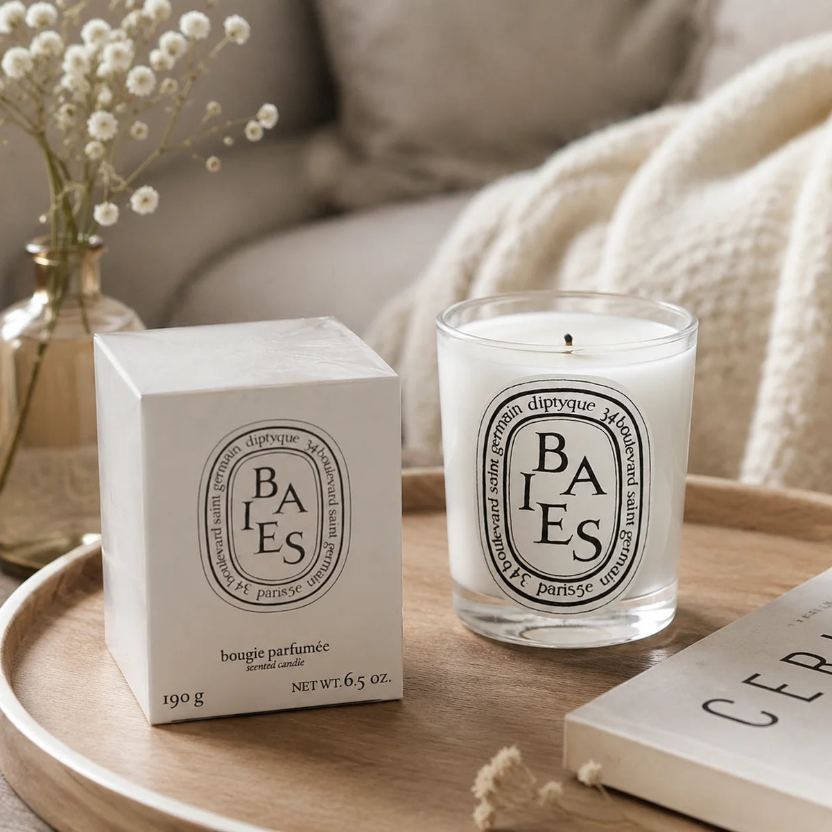 bougies parfumées verre transparent classique coffret cadeau décoration maison parfums roses baies figuier blanc