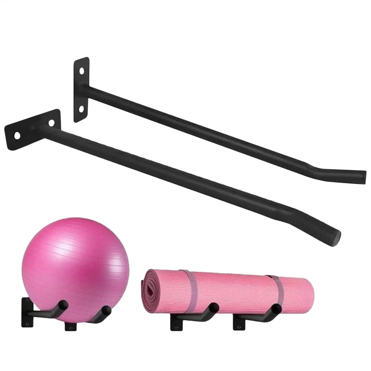 support mural noir moderne ballon tapis yoga porte accessoires sport fixations