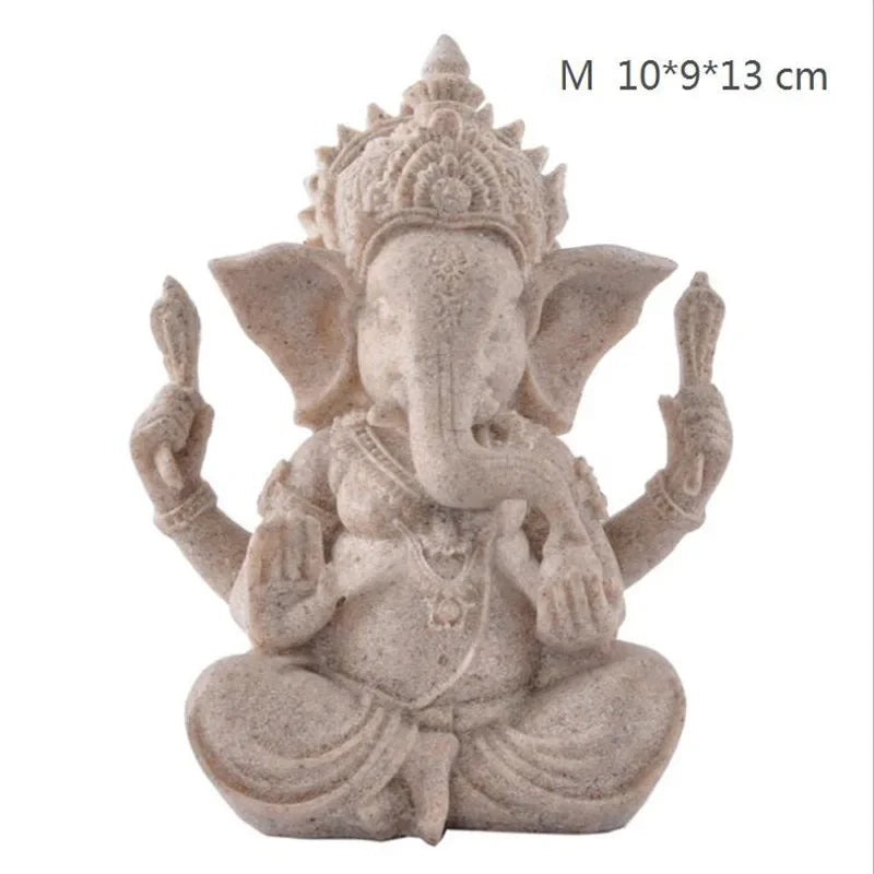 statue ganesh pierre beige texture granulée indien cendrier fixations traditionnel