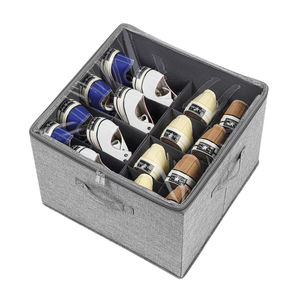 boîte rangement chaussures pliante anti poussière moderne 14 paires tissu polyester respectueux environnement compartments
