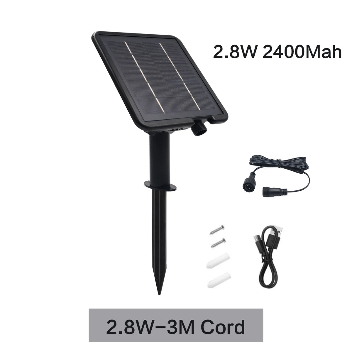 panneau solaire noir moderne télécommande câble 1.2m 3m batterie 7200mAh