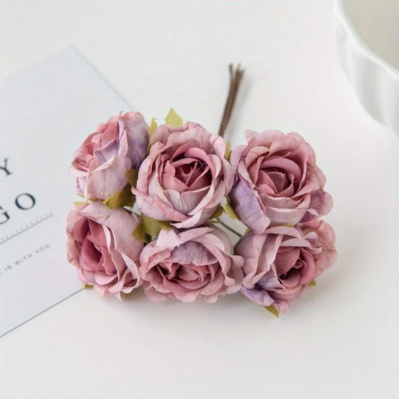 bouquet artificiel roses vintage romantique anniversaire mariage baby shower intérieur feuillets verts