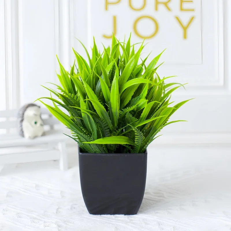 plantes artificielles vertes feuilles fines moderne pot noir extérieur décoration anniversaire mariage