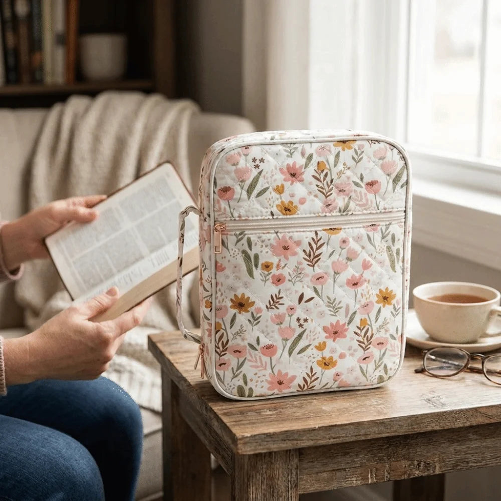 sac main réutilisable coton fleurs moderne poignée détachable blanc rose vert jaune bleu élégant