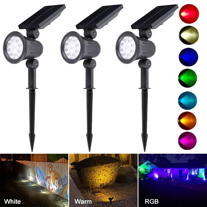 projecteur solaire led 9w waterproof ip65 abs noir moderne jardin extérieur contemporain adjustable