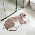 tapis décoratif moelleux forme chat allongé noir blanc gris beige salon chambre entrée maison