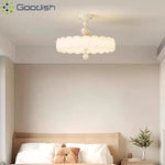 lampe suspendue moderne minimaliste fer acrylique blanc rose pâle texture nuage brillante télécommande led
