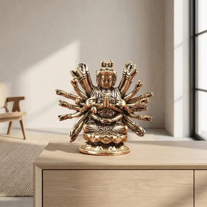 statuette bouddha bronze doré multiple bras intérieur religieux asiatique décoration méditation spiritualité