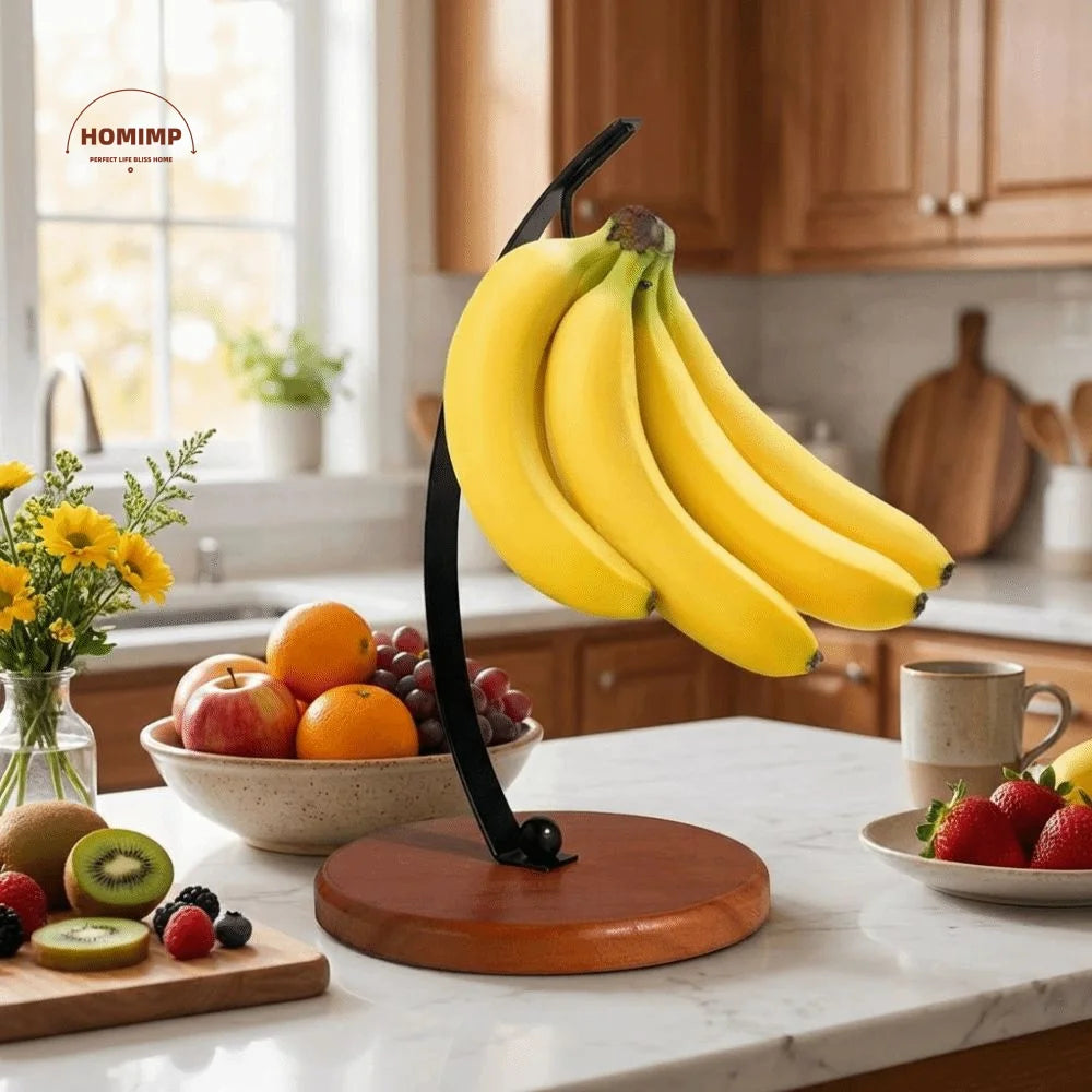 porte fruit arche bois métal moderne bananes raisins oranges minimalistes
