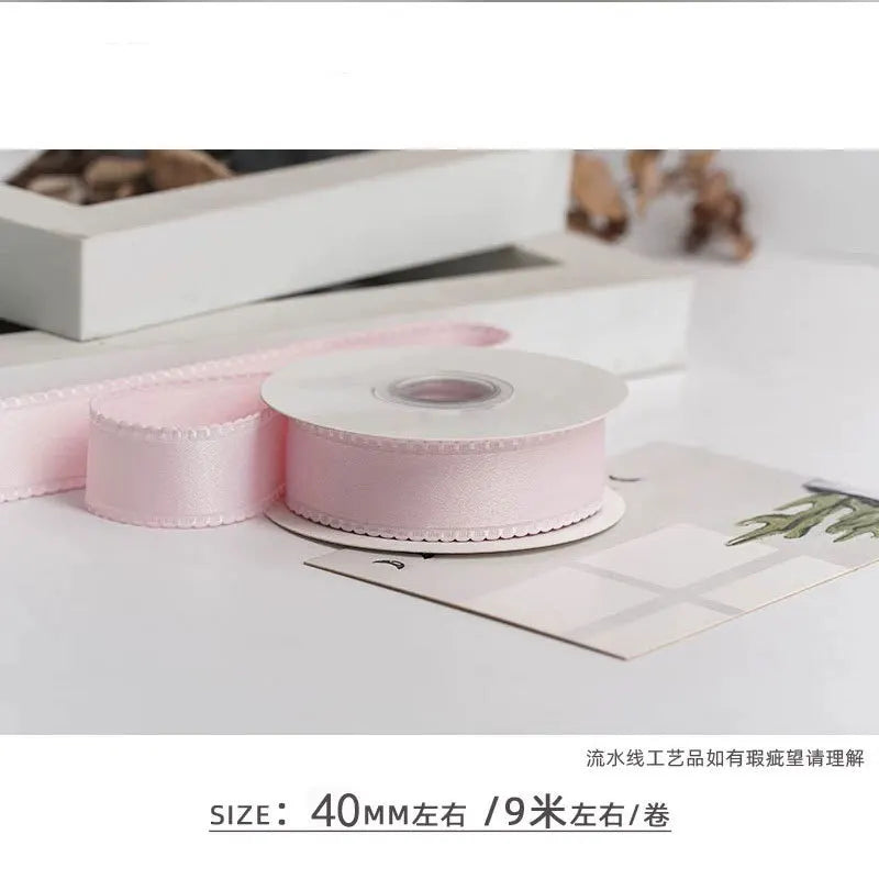 rubans polyester bords dentelés 4cm 10yards couleurs unies élégants décoration emballage cadeau mariage