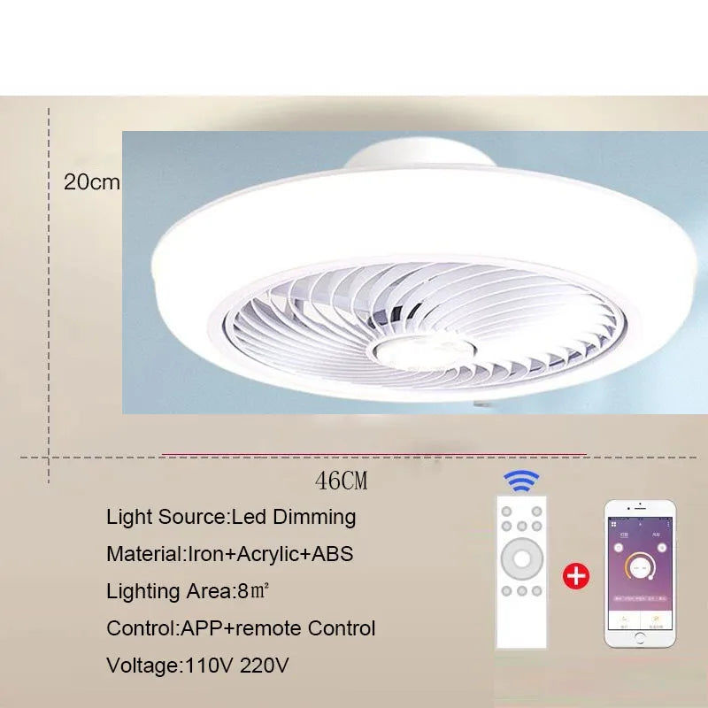 ventilateur lampe led moderne télécommande application mobile 220v certifié ul cqc vde gs