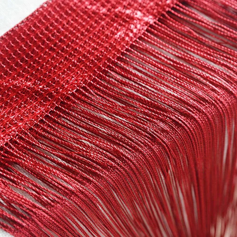 rideau franges transparent bohème salon couleur rouge vert bleu polyester 50x200cm