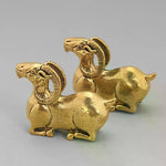 statuettes ramier or métal doré surface texturée aspect vieilli traditionnel décoratif dimensions 4.4cm 3.2cm