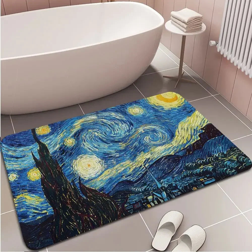 tapis sol moderne motif fleurs turquoise bleu ciel artistique maison intérieur décoratif