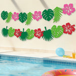 guirlande décorative hawaïenne feuilles monstera fleurs hibiscus couleur tropicale mariage anniversaire festive