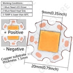 LED chip carré 20mm 45 72W blanc cuivre moderne technique clips métalliques