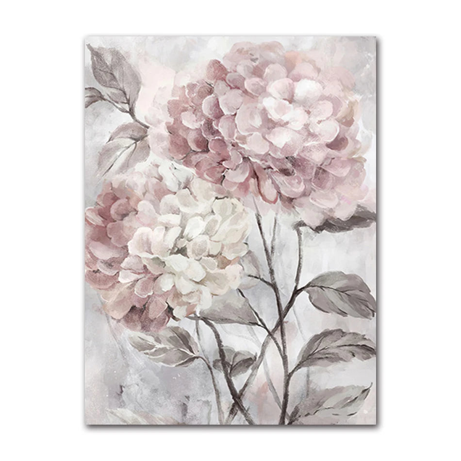 toile d'art moderne minimaliste fleurs abstraites rose blanche grise sans cadre chambre salon decoration