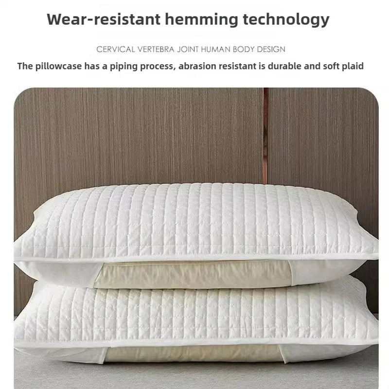 protège oreiller quilté gris clair moderne housse coussin coton polyester hypoallergénique respirant