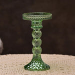 support bougie verre rose vert motif diamant décoration table mariage classique objet déco maison