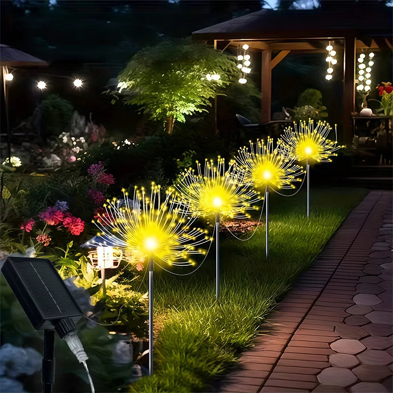 lumière solaire feu d'artifice multicolore moderne extérieure clignotante jardin allée patio festif led autonomes