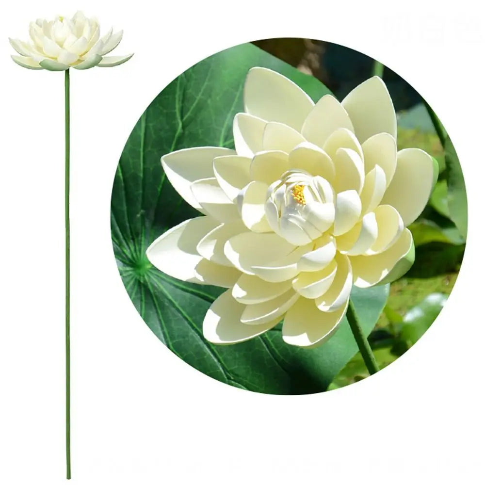 fleur artificielle lotus tige longue décoration intérieure vert rose blanc naturel détaillé Pods Feuilles
