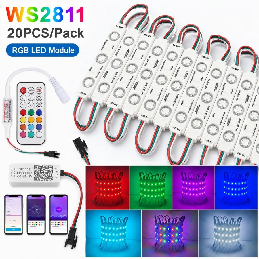modules led rgb ws2811 étanches indépendants contrôle 12v blanc mat modernes