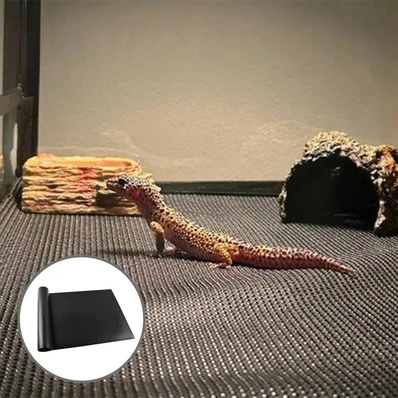 tapis reptile noir texture micro perforée moderne literie terrarium sécurité confort support polymère 200cm