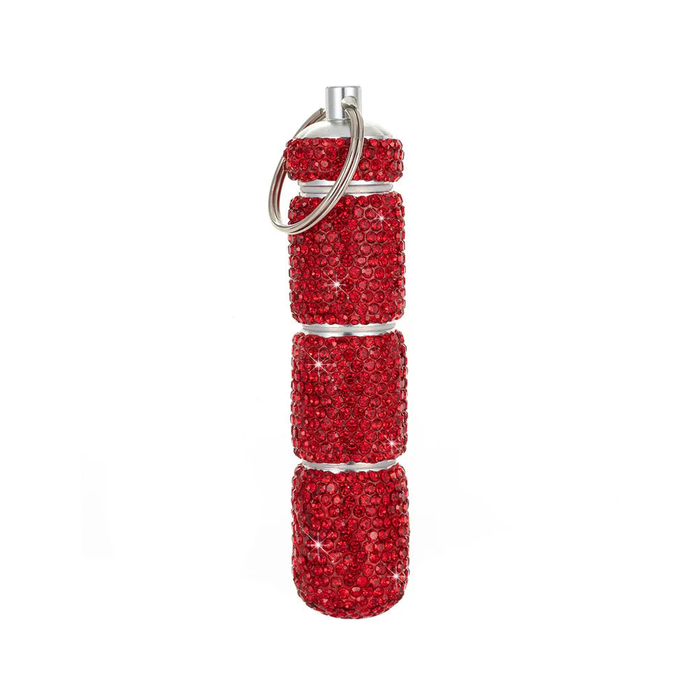 boîte pilules portable strass argent rose bleu rouge moderne élégante porte clés