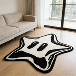tapis antidérapant polyester moderne étoile blanc noir chambre salon intérieur