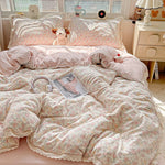 ensemble literie floral rose blanc vintage 150x200cm 200x230cm doux 4pièces