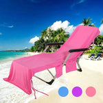 couverture chaise plage rose vif bleu marine uni moderne poches poignées adjustable polyester