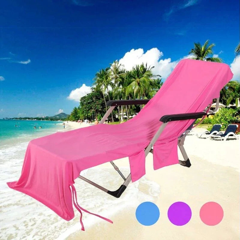 couverture chaise plage rose vif bleu marine uni moderne poches poignées adjustable polyester