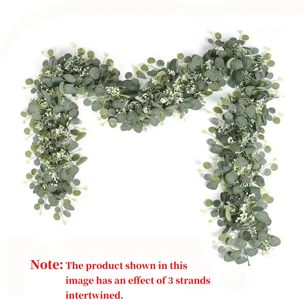 guirlande eucalyptus feuilles fleurs blanches deco mariage exterieur vert blanc boheme rustic