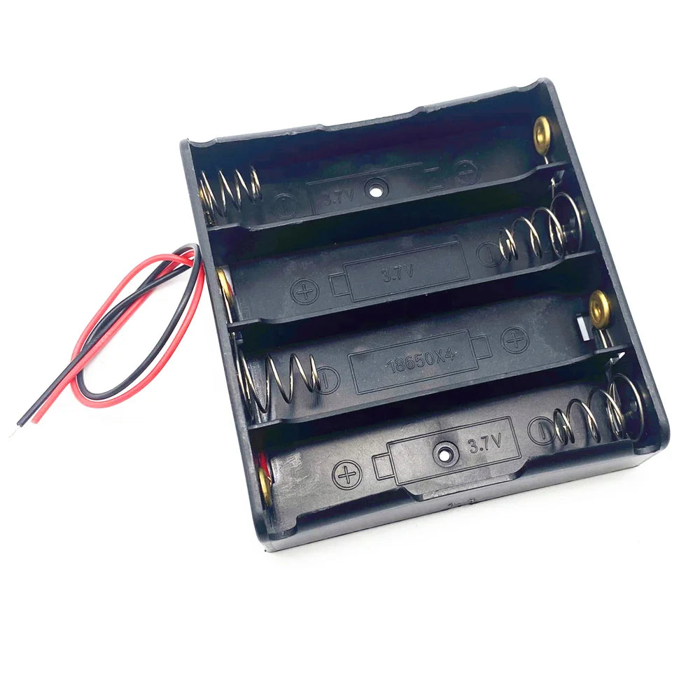 boîtes rangement batteries 18650 AA noires clips pratiques emplacements multiples