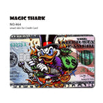 étuis cartes crédit adhésifs dessin animé canard pièces or sac main pop art colorful