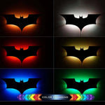 lampe murale led moderne batman logo noir télécommande câble usb 2mètres fixée mur