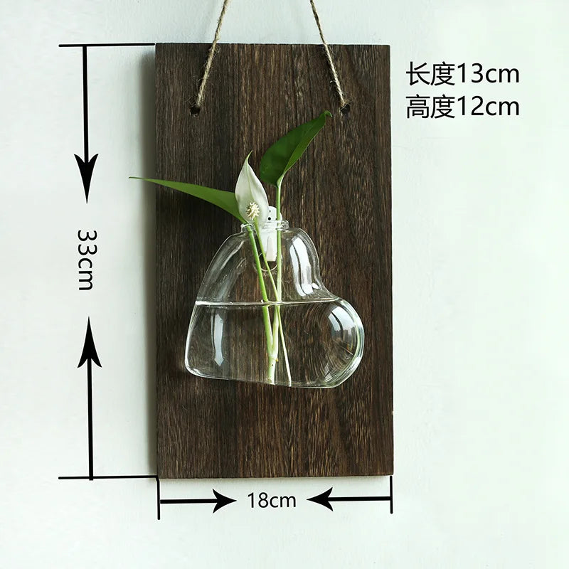 vases murals transparents bois marron plantes vertes deco bohème minimaliste suspension chambre salon