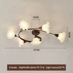 luminaire abatjours floral translucide structure métallique marron blanc décoratif lumières