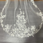 voile mariée blanc bord dentelle fleurs brodées transparent classique polyestère erotique