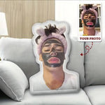 coussin personnalisé imprimé photo doux créatif blanc noir rose moderne chambre lit