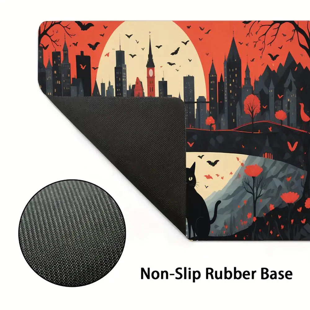 tapis souris paysage urbain chats graphique rouge noir gris
