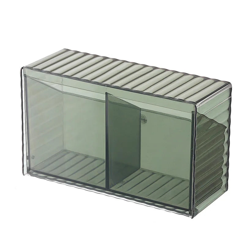 rangement mural transparent compartiments boîtes stockage moderne adhésif cotons tiges coton pads épingles cheveux