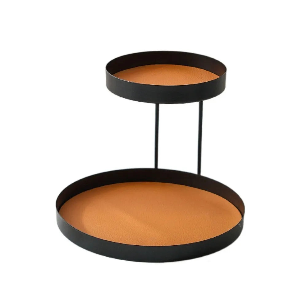 présentoir rangement cosmétique deux niveaux noir beige vert olive moderne minimaliste flacon parfum lotion