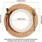 tapis table rustique tissé main spirale naturel 30cm 18cm farmhouse decoration assiettes couverts dorés