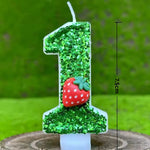 bougies anniversaire forme chiffres paillettees verte blanches decoratives fruits couteau sucre support bougie box