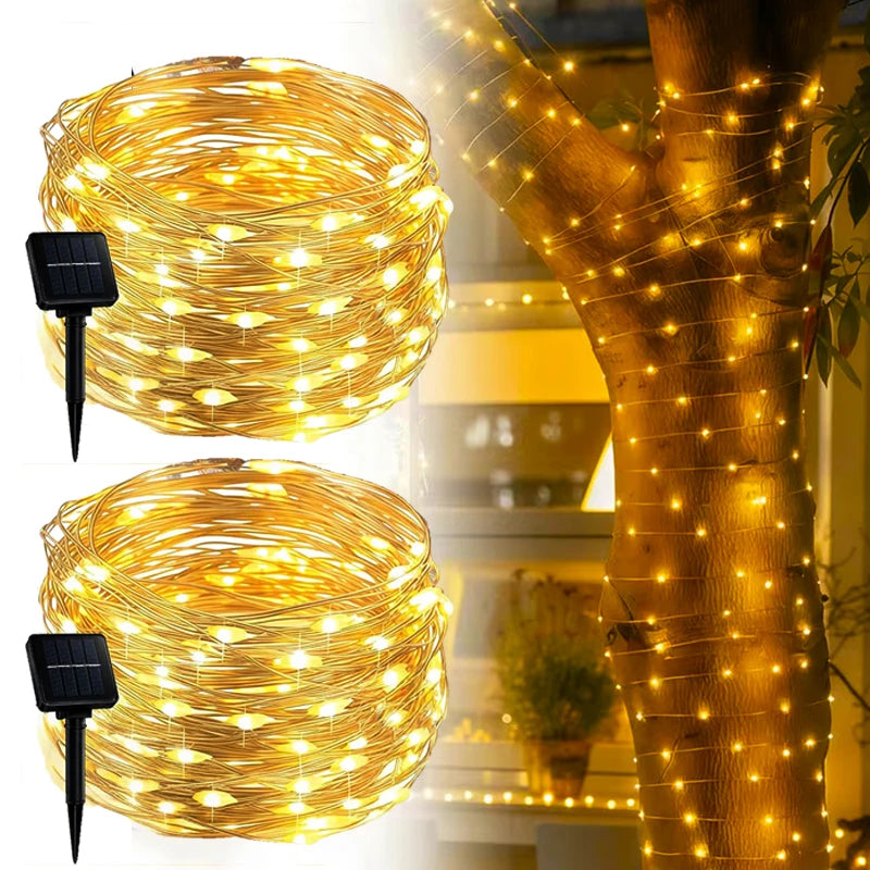 guirlande lumineuse solaire extérieure modes scintillants multicolores blancs jaunes jardins